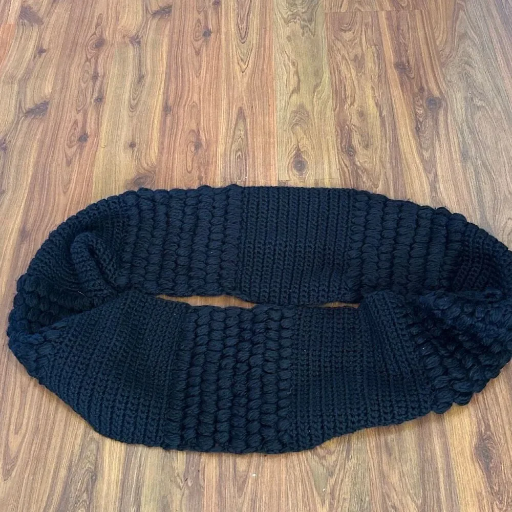 Known Supply hand knit Large black infinity wrap made a Uganda. Women business s
